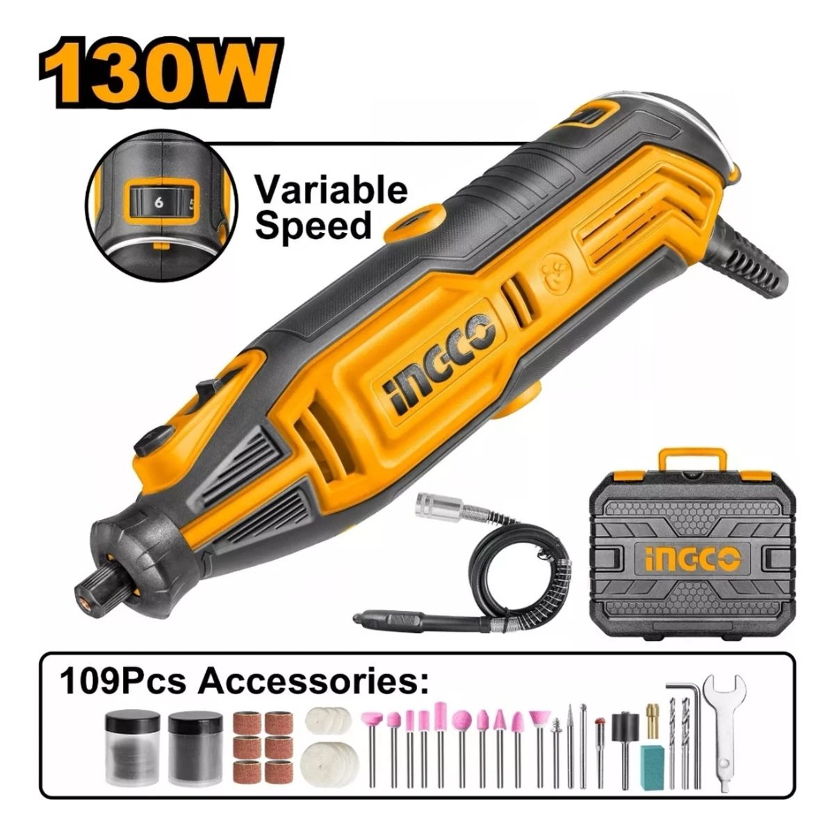 INGCO - Mini Torno Multipropósito 130w + Accesorios Ingco Mg13328