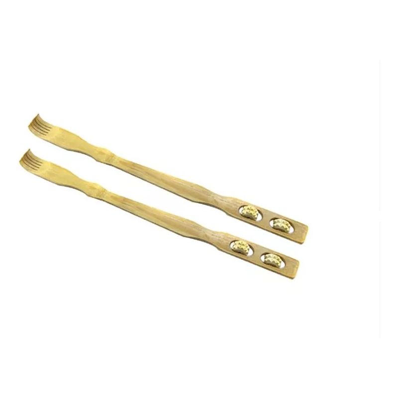 GENERICO - Pack De 2 Rasca Espalda Madera Bambu Con Masajeador / Gyb