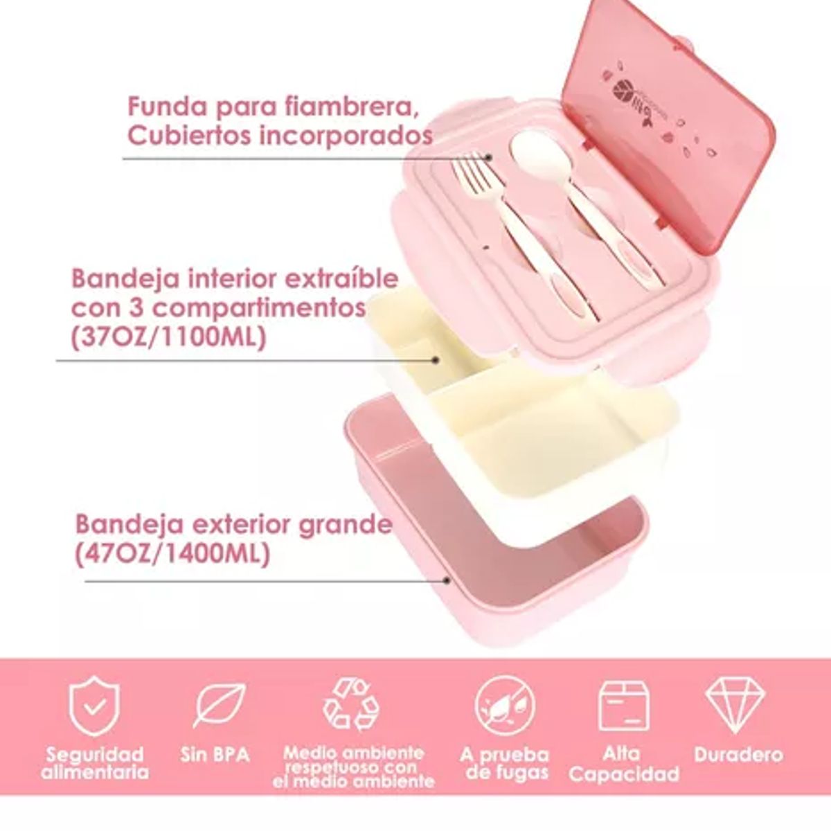 GENERICO - Bolso Lonchera Térmica Y Fiambrera Set Para Niños Adultos