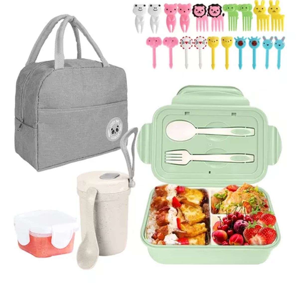 GENERICO - Bolso Lonchera Térmica Y Fiambrera Set Para Niños Adultos