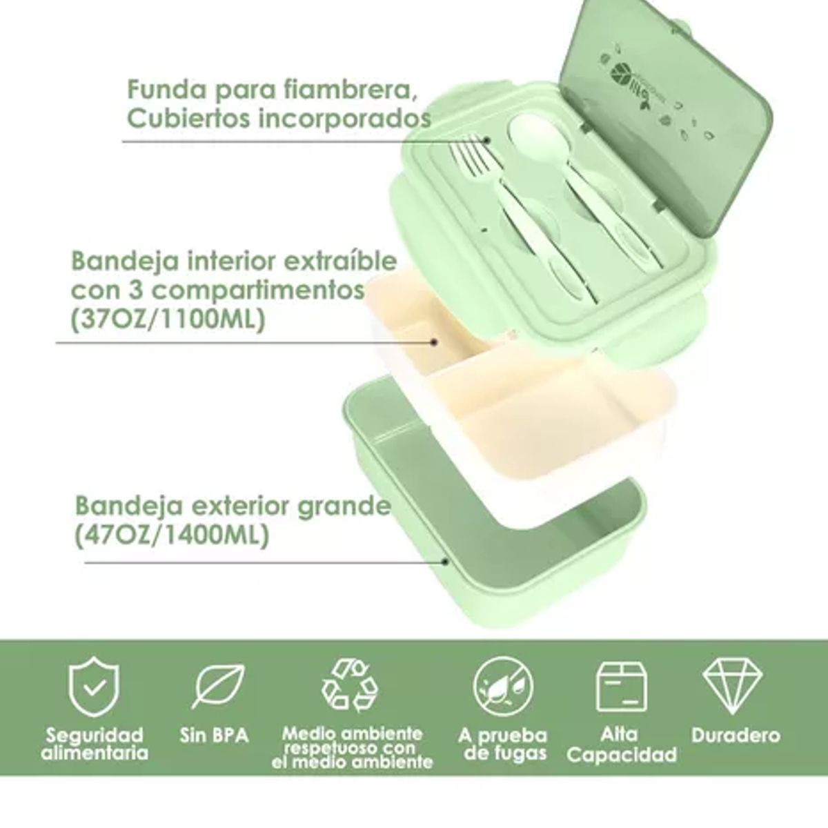 GENERICO - Bolso Lonchera Térmica Y Fiambrera Set Para Niños Adultos