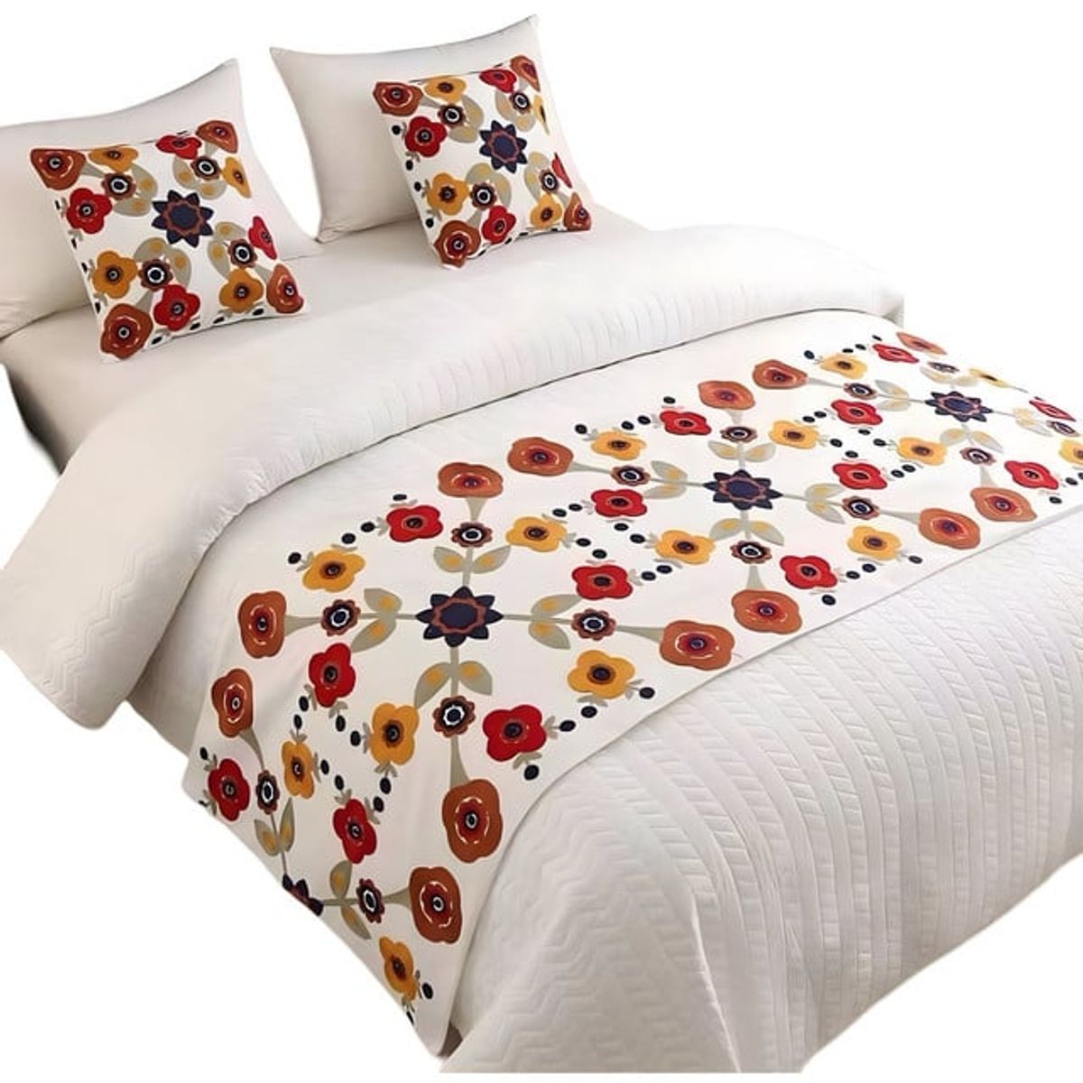 GENERICO - PIECERA DE CAMA SIN FUNDAS BORDADA DECORATIVA 60X200 CM