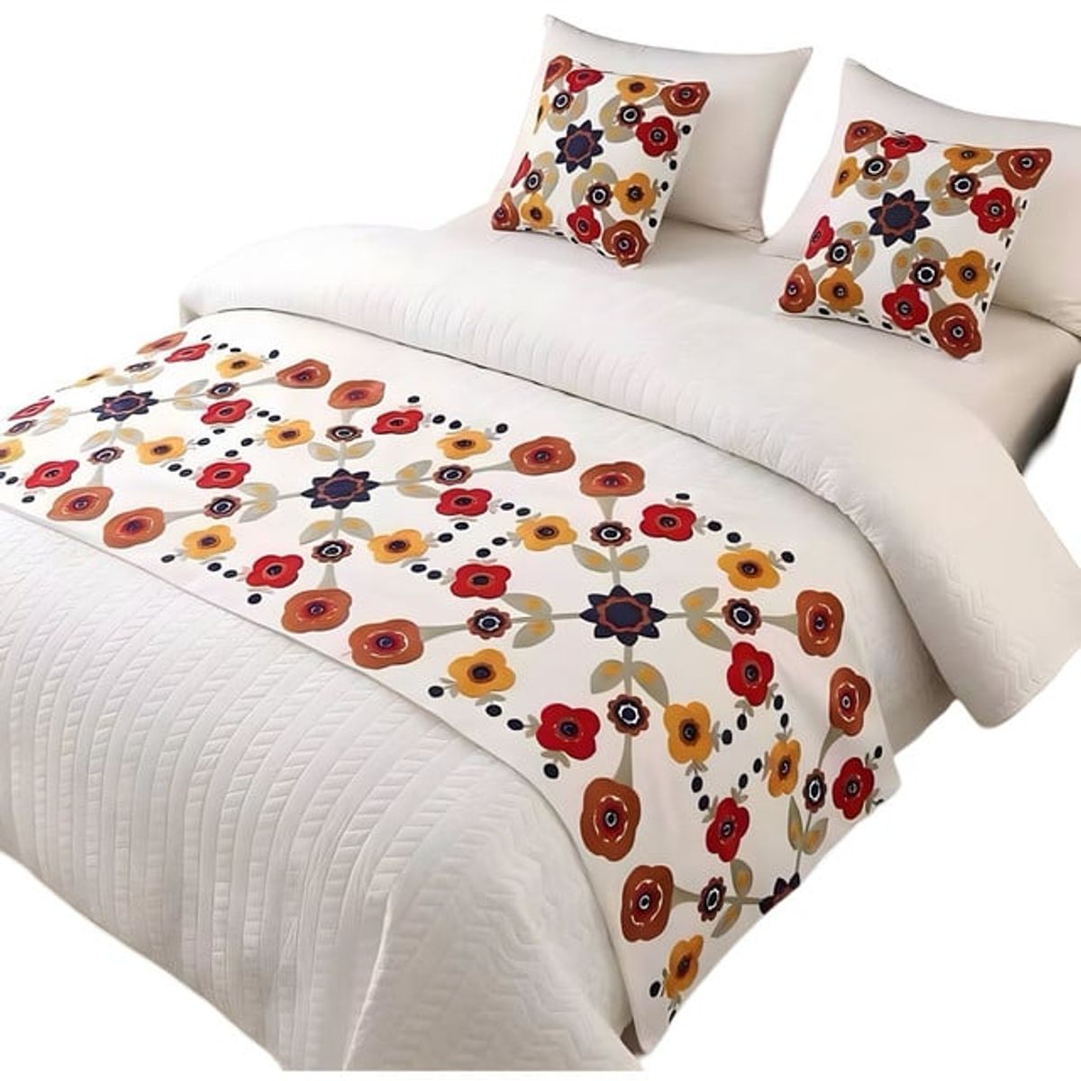 GENERICO - PIECERA DE CAMA SIN FUNDAS BORDADA DECORATIVA 60X200 CM