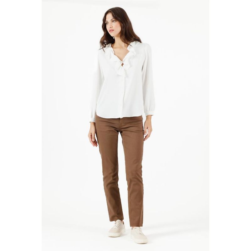PRIVILEGE - Pantalon skinny cafe moro PRIVILEGE 346 - Café Oscuro