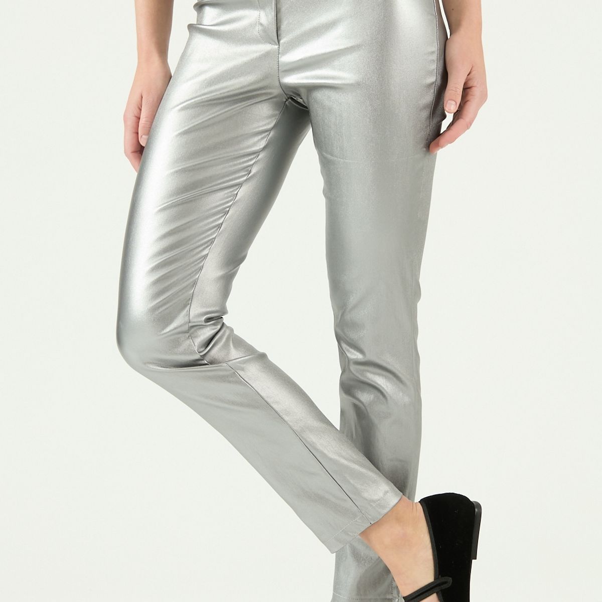 PRIVILEGE - Pantalon de ecocuero skinny plata 1332