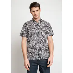 PERRY ELLIS - Camisa Hombre Manga Corta Estampada Negro