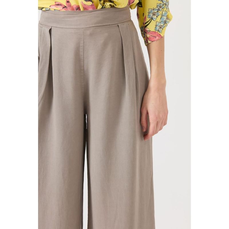 PRIVILEGE - Pantalon de tencel wide leg vison PRIVILEGE 1305 - Café