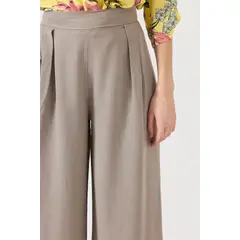 PRIVILEGE - Pantalon de tencel wide leg vison 1305 - Café