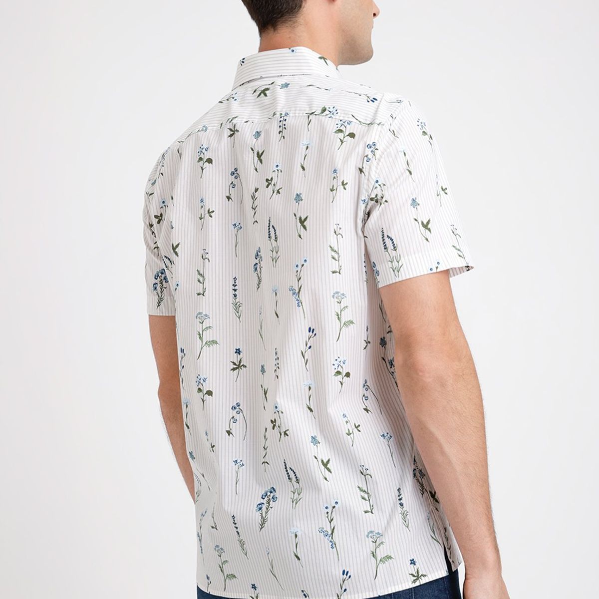 PERRY ELLIS - Camisa Hombre Manga Corta Stretch Estampada Cafe
