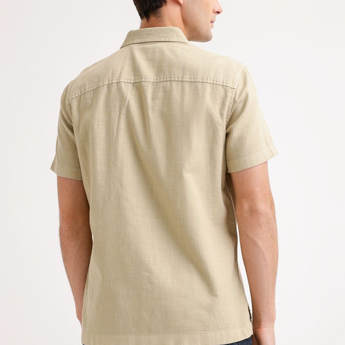PERRY ELLIS - Camisa Hombre Manga Corta Twill Khaki