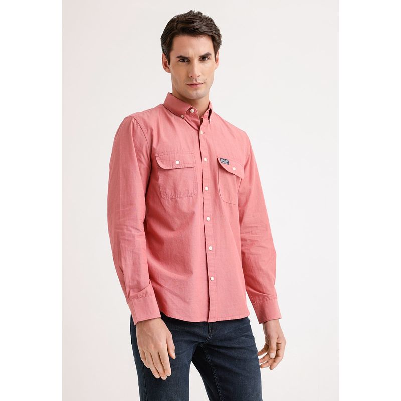 PERRY ELLIS - Camisa Hombre Manga Larga Oxford Rosado