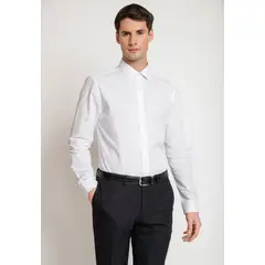 PERRY ELLIS - Camisa Hombre Formal Algodón Jacquard Blanco