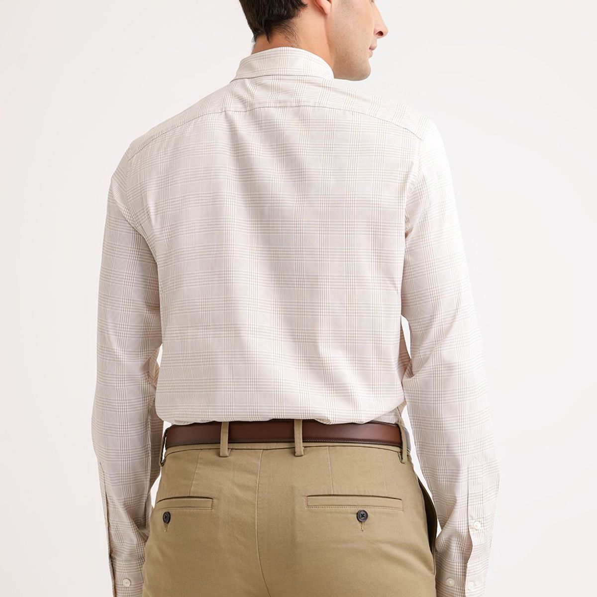 PERRY ELLIS - Camisa Hombre Manga Larga Stretch Beige