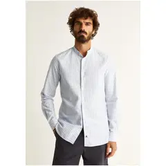 SCALPERS - Camisa Rayas Cuello Mao Light Blue Stripes