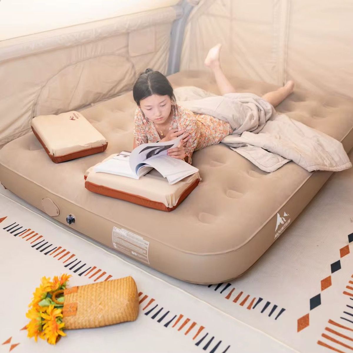 GENERICO - Colchón Inflable Eléctrico Con Bomba Matrimonial 200x150x25