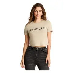 ACUARELA - Polera Manga Corta Acid Wash Beige