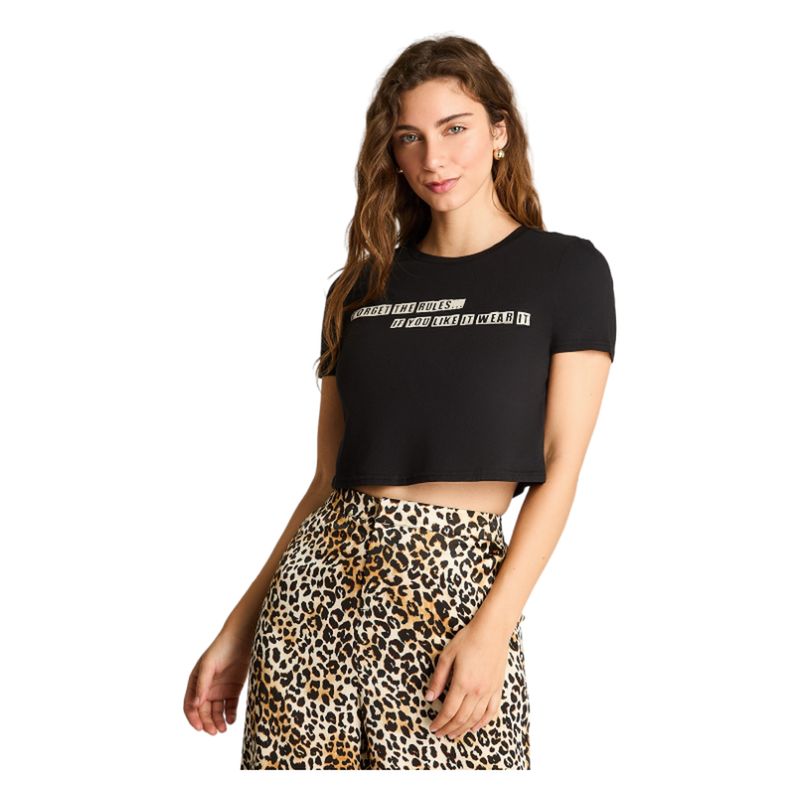 ACUARELA - Polera Manga Corta Acid Wash Negro