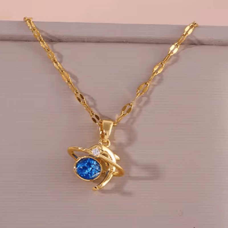 GENERICO - Collar Saturno mod 3 acero inoxidable dorado