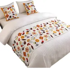 GENERICO - PIECERA DE CAMA MAS 2 FUNDAS BORDADA DECORATIVA 60X200 CM