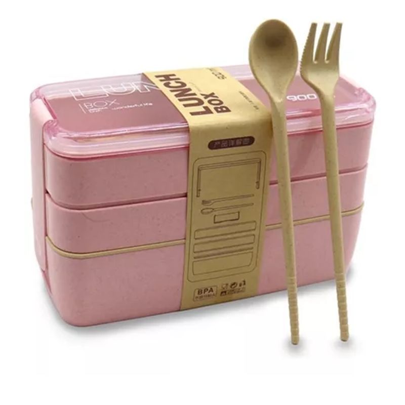 GENERICO - Loncheras Con Toppers Lunch Box Fiambrera 900ml 3 Pisos
