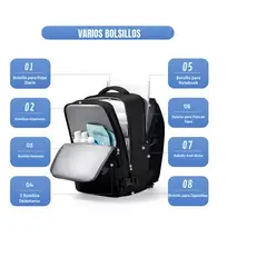 GENERICO - Mochila Viaje Expandible Con Usb Viral Para Cabina De Avión