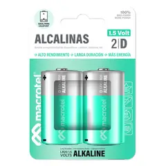 MACROTEL - Pack 2 Pilas Alcalina D 1.5v