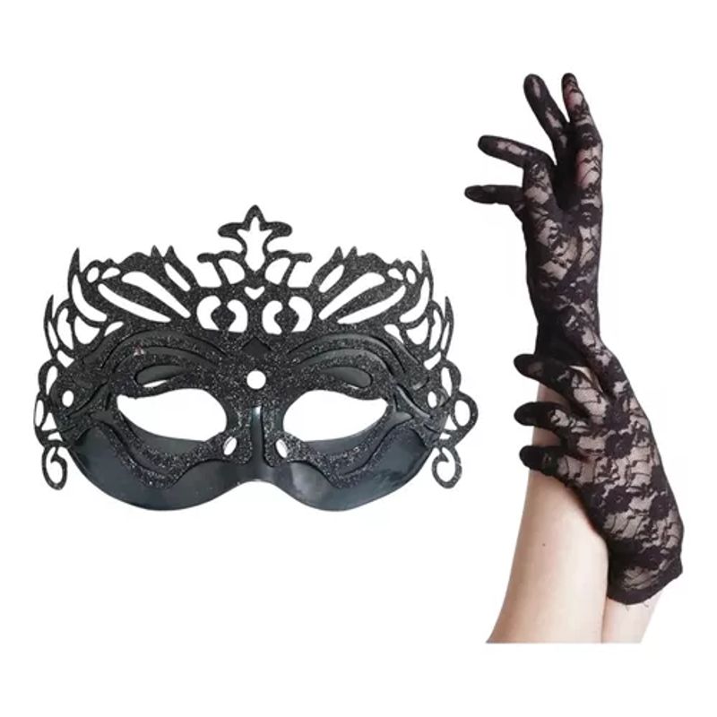 GENERICO - Antifaz Más Guantes Encaje Fiestas Carnaval Cosplay