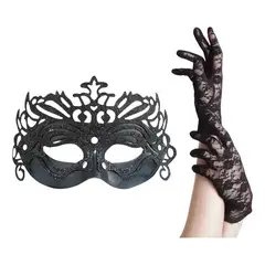 GENERICO - Antifaz Más Guantes Encaje Fiestas Carnaval Cosplay