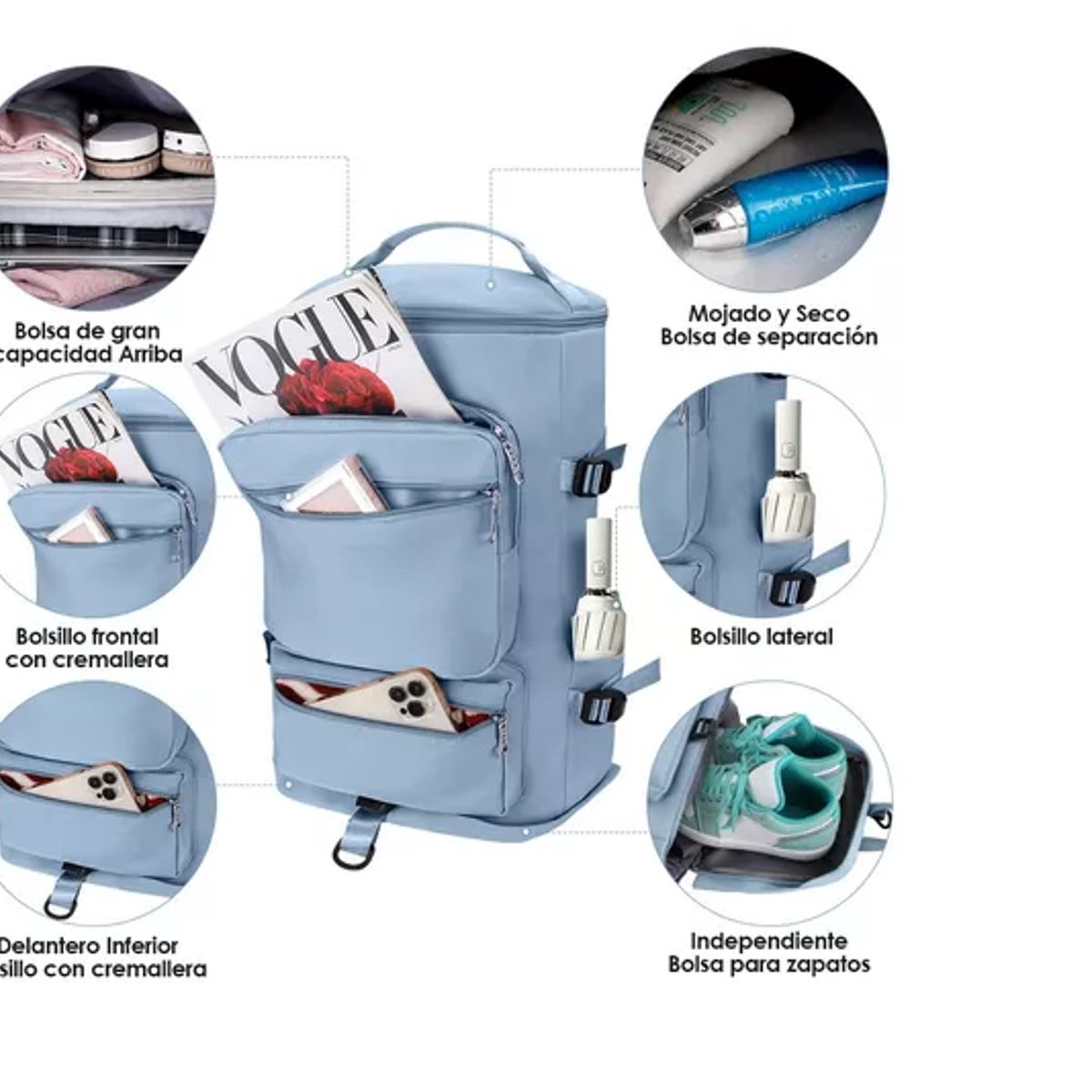 GENERICO - Bolso De Viaje Multiusos Mochila Impermeable Gran Capacidad