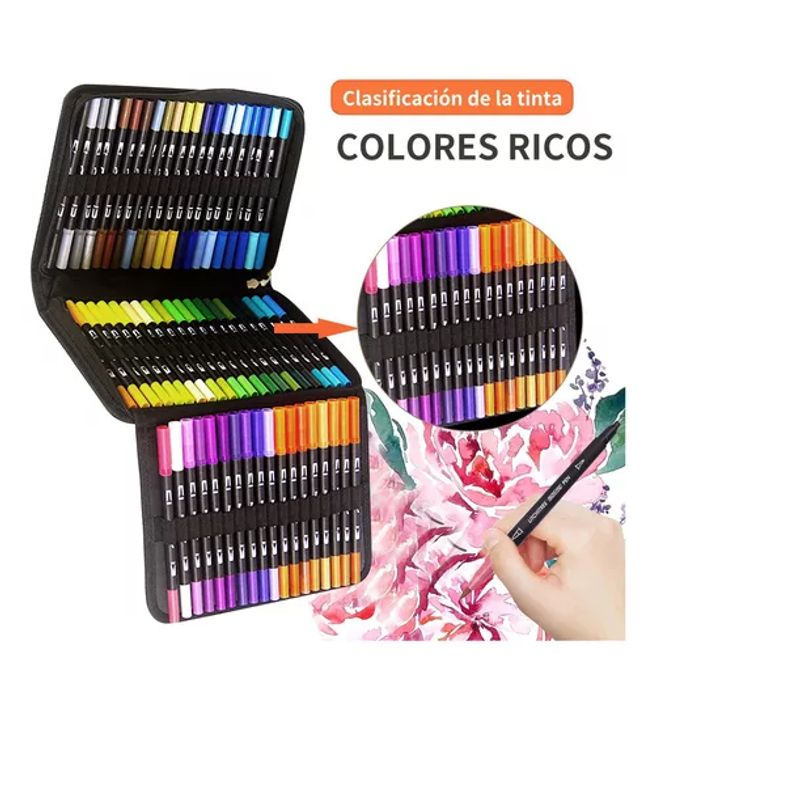 GENERICO - 72 Colores Marcadores Plumones Punta De Pincel Dual Brush
