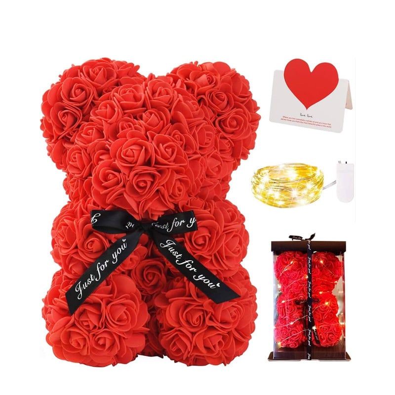 GENERICO - Oso de rosas Rojo con caja de regalo incluida