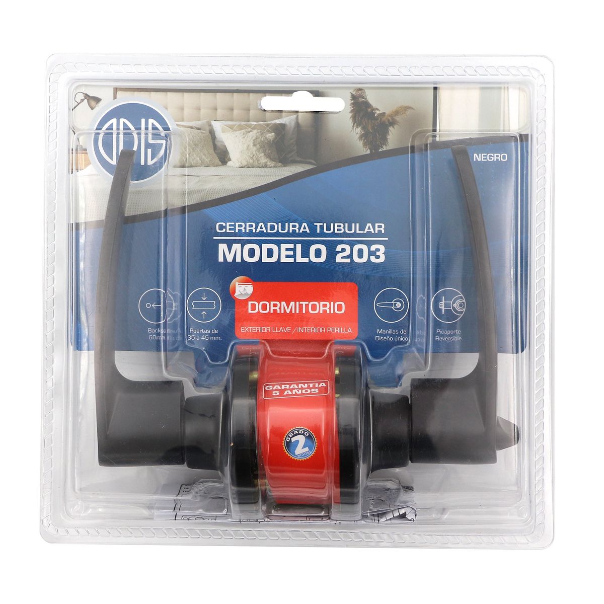 ODIS - Cerradura PDormitorio Con Manilla Negro Odis