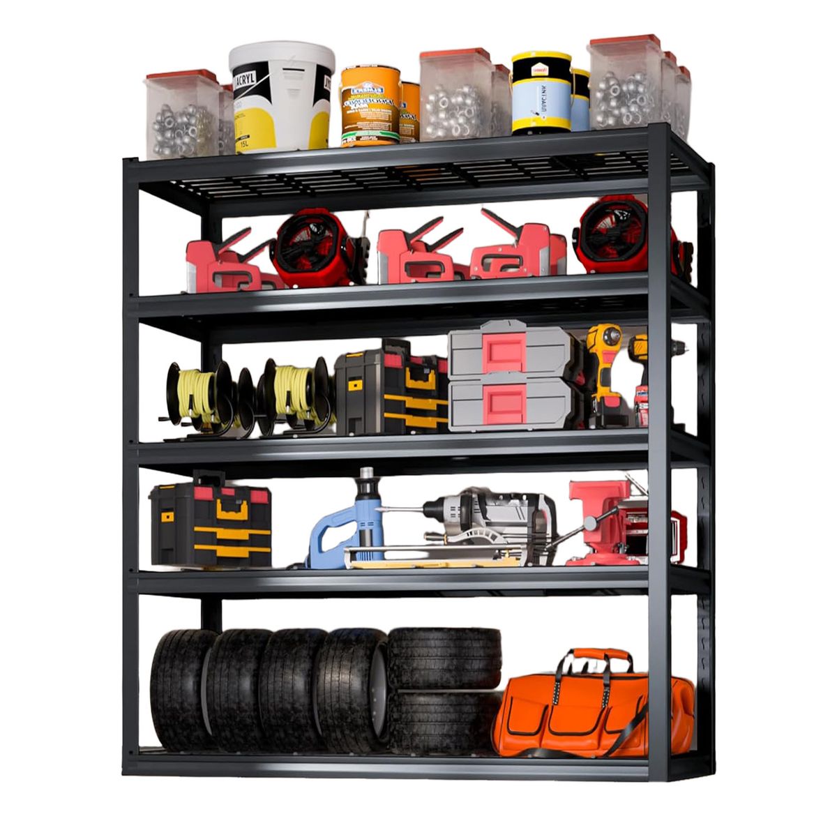 ELEMENT DESIGN - Estante Metalico 5 Repisas 180x120x50 CM Negro