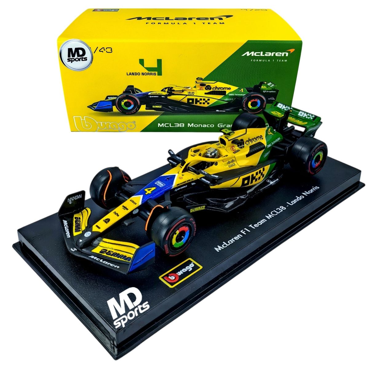BBURAGO - Auto F1 Mclaren MCL38 2024 Senna #4 Norris Caja Acrilic 1:43