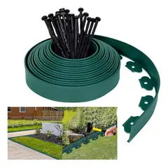 KUANGYE - Separador Jardín Limitador De Césped 5cm×6m Verde + 18 Uñas