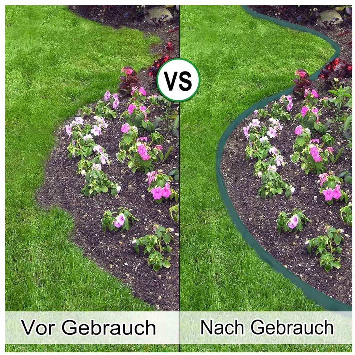 KUANGYE - Separador Jardín Limitador De Césped 5cm×6m Verde + 18 Uñas