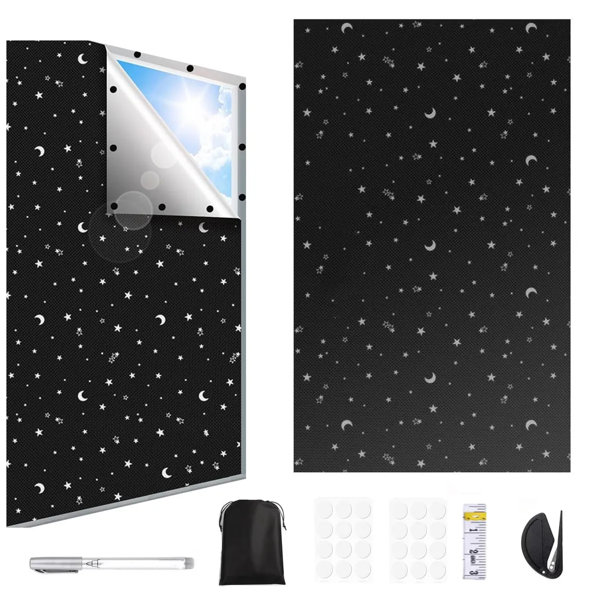 KUANGYE - 100% Cortinas Blackout 420d Revestidas De Plata 145×200 cm