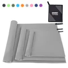 ZSPK - Toalla De Microfibra Set 3pcs Secado Rápido Deporte Baño Viaje Gris