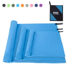 ZSPK - Toalla De Microfibra Set 3pcs Secado Rápido Deporte Baño Viaje Azul