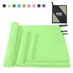 ZSPK - Toalla De Microfibra Set 3pcs Secado Rápido Deporte Baño Viaje Verde
