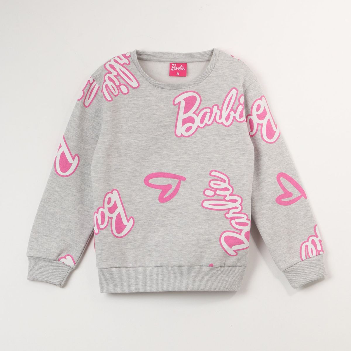 BARBIE - Poleron Cerrado Niña Pink Logo Gris Barbie