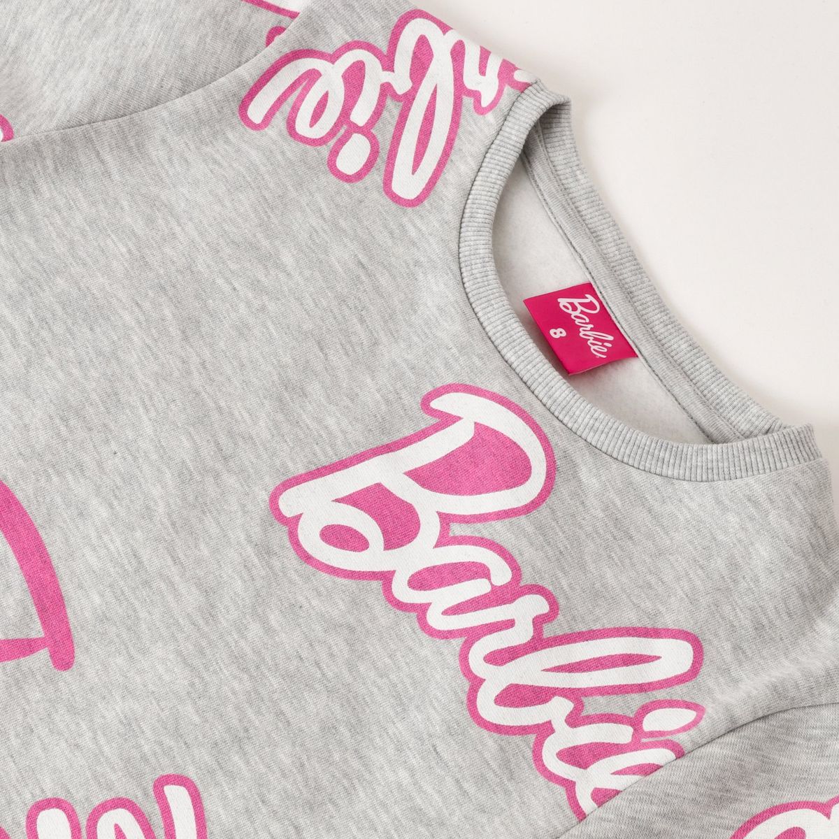 BARBIE - Poleron Cerrado Niña Pink Logo Gris Barbie