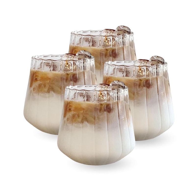 SANTU HOME & DECO - Set 4 Vasos Vidrio Acanalado 350ml