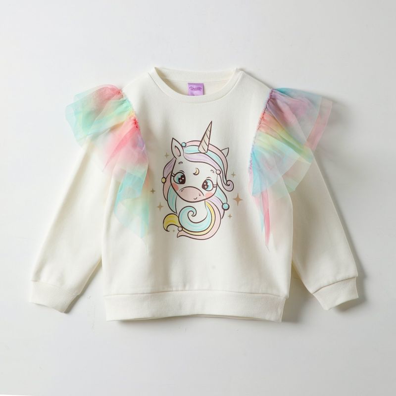 DISNEY - Poleron Niña Vuelitos Blanco Unicornio
