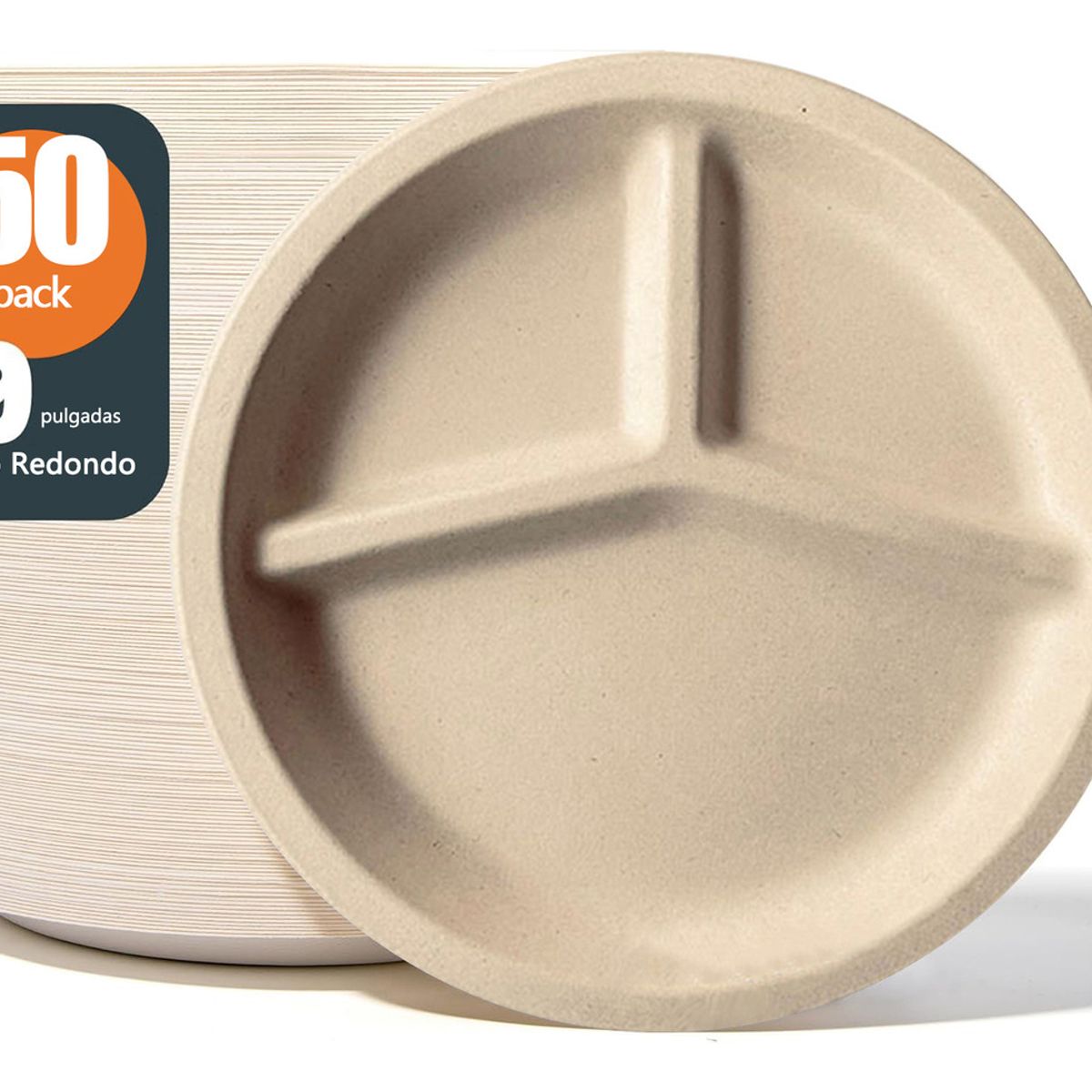 GENERICO - 50 Unidades Plato Trigo Desechable Biodegradable Fiesta 23cm