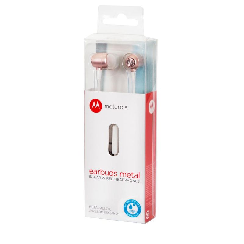 MOTOROLA - AUDIFONO MOTOROLA EARBUDS M.LIBRES METAL ROSADO - Negro