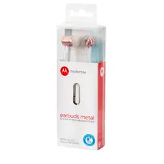 MOTOROLA - AUDIFONO EARBUDS M.LIBRES METAL ROSADO - Negro