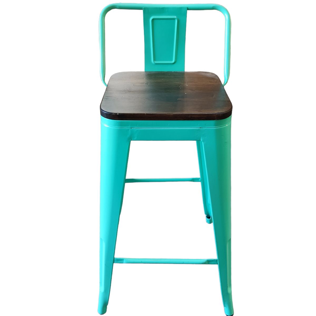 TODODESCUENTO - Pack 4 Pisos Taburetes Tolix 66 Cm Base Madera Oscura- Menta