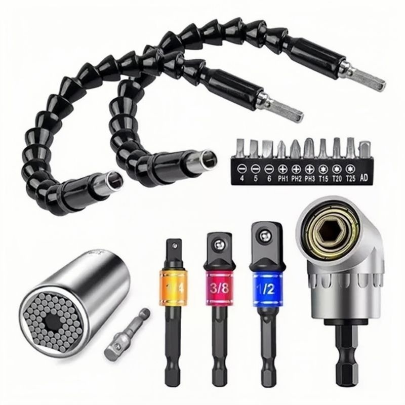 GENERICO - Dado Universal Llave De Tubo Y 105° 18pcs Angular Adaptador
