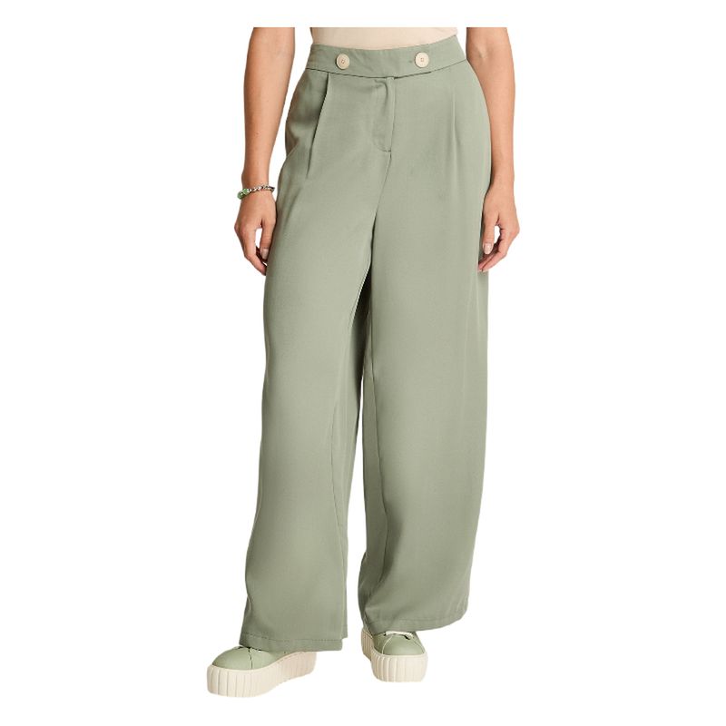 CURVI - Pantalón Lyocell Verde